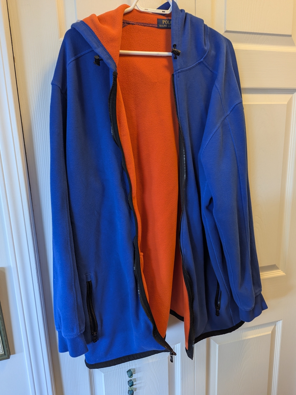Polo by Ralph Lauren Men's Tall Blue Hooded Zip Jacket with Orange Inside